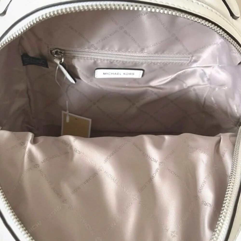 Michael Kors Sheila Quilted Medium Backpack with Top Handle Optic White